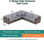 Waterproof Outdoor V-Shaped Sectional Sofa Cover, Heavy Duty Lawn Outdoor Couch Covers with 600D, UV Resistant