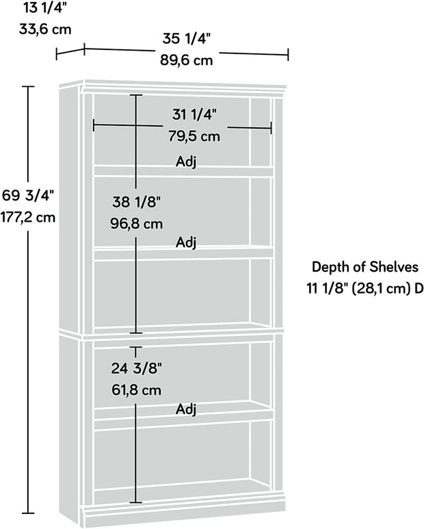 5-Shelf Bookcase, Chalked Chestnut finish Look Book Shelve