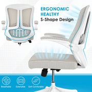 Breathable Mid-Back Comfortable Mesh Computer Chair with PU Silent Wheels, Flip-up Armrests, Tilt Function, Lumbar Support