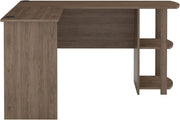 Dakota L-Shaped Desk with Bookshelves, Rustic Oak