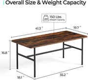 Wood Coffee Table Rectangle with Sturdy Metal Frame and Wood Finish, Fits for Simple Rustic & Modern Style, Easy Assembly