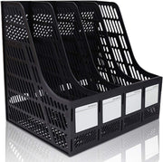 File Organizer Book Holder with 4 Compartments Desktop Storage File Holder Basket Frames Files Divider Box Document Cabinet File Rack