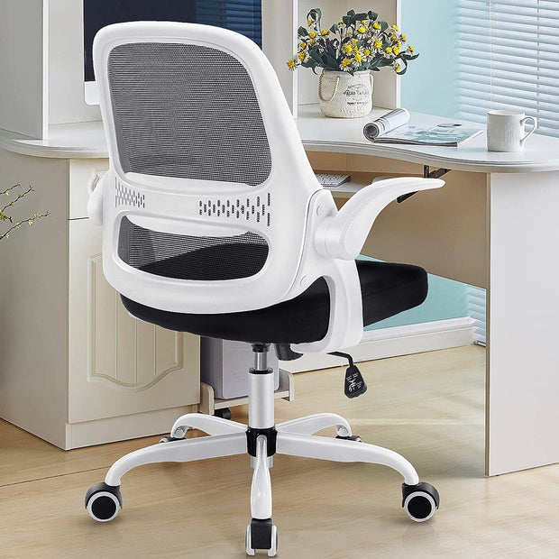 Breathable Mesh Computer Chair, Comfy Swivel Task Chair with Flip-up Armrests and Adjustable Height Desk Chair