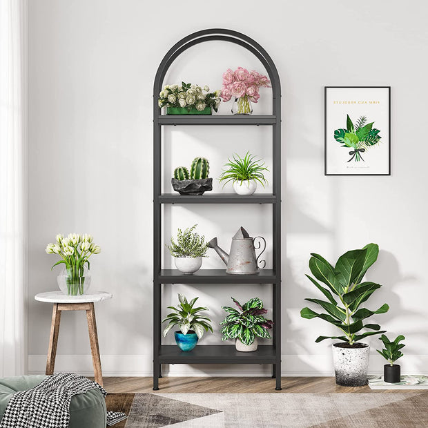 70.8" Wood Bookcase Storage Shelves with Metal Frame, Freestanding Display Rack Tall Shelving Unit for Office