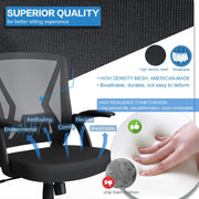 Mid Back Mesh Office Chair Ergonomic Swivel Black Mesh Computer Chair Flip Up Arms with Lumbar Support Adjustable Height Task Chair For Office Desk